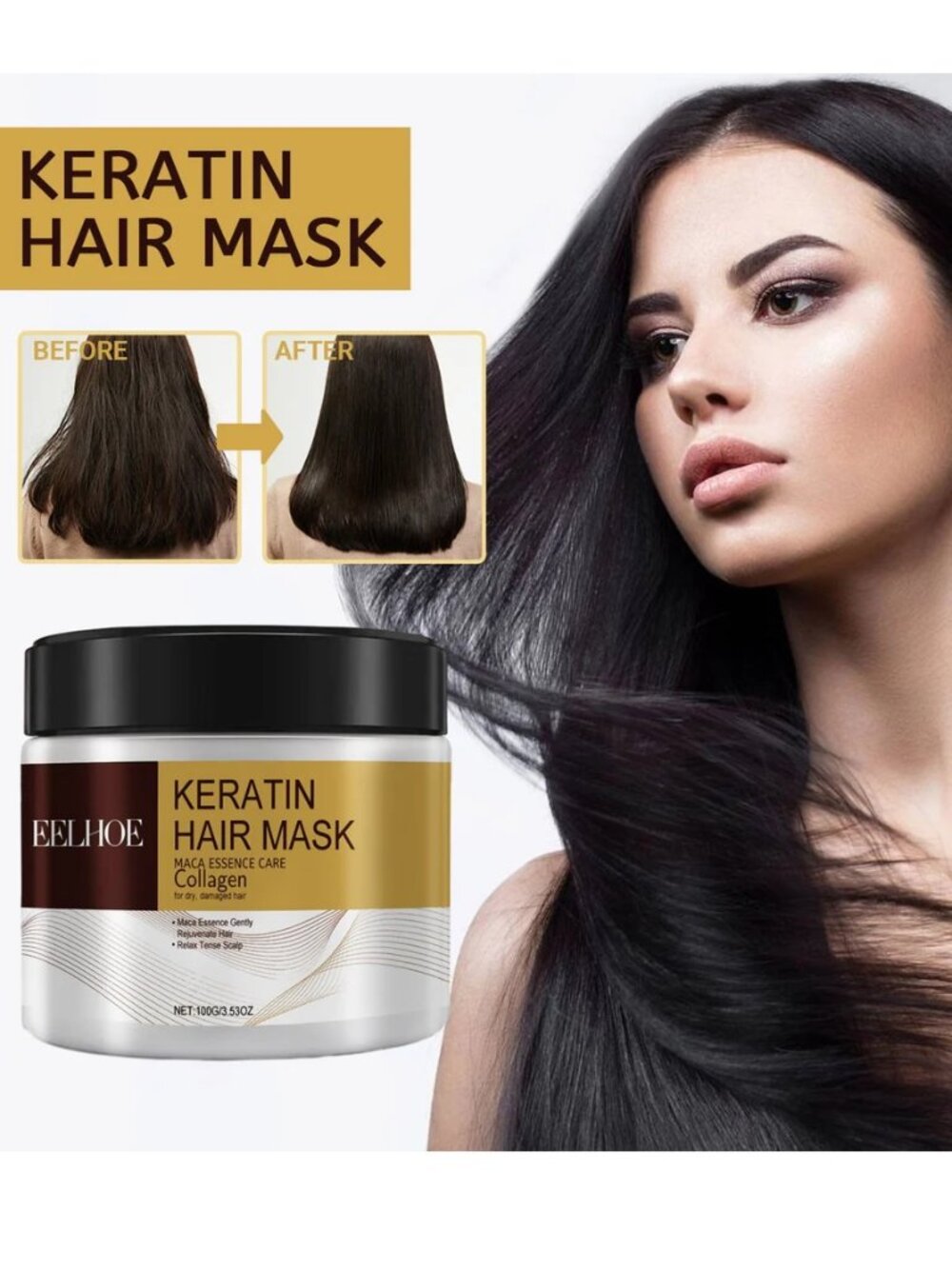 EELHOE Collagen Keratin Hair Mask - Two (2) Jars - NEW - Picture 2 of 3